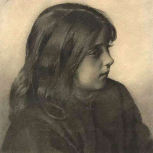 Axenfeld Heinrich (1824 -1895) + Charcoal drawing on paper