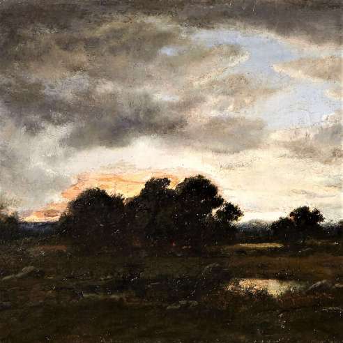 Diaz de la Pena+Oil on canvas+Crépuscule (Twilight)