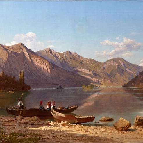 Roffiaen François (1820-1898), Huile sur toile, Lac alpin