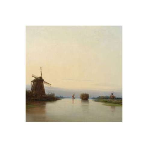 Wickenberg Per (1812 - 1846)+Oil on canvas, River landscape with mill, 1839