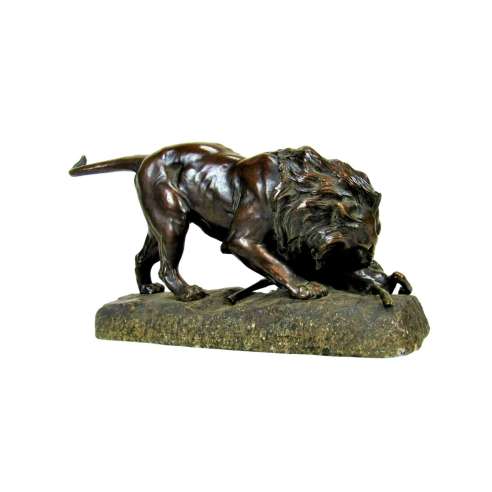 Georges Gardet — (1863-1939)+ Bronze cast,  Lion Devouring an Antelope